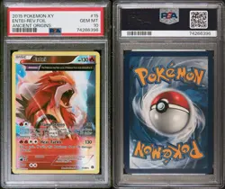 2015 POKEMON XY ANCIENT ORIGINS #15 ENTEI - REVERSE FOIL PSA 10 POP 28 - Image 3