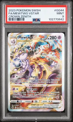 Pokemon Mewtwo VSTAR GG44 Alternate Alt Full Art Crown Zenith PSA 9 Mint 2023 - Image 1