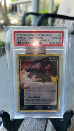 2021 Pokemon Celebrations Classic Coll Umbreon Gold Star #17 Pop Series 5 PSA 10 - Image 3