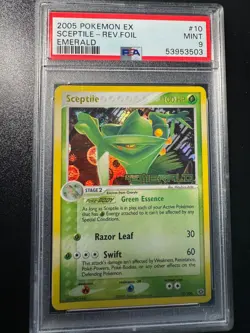 2005 POKEMON EX EMERALD #10 SCEPTILE-REVERSE FOIL PSA 9 - Image 1