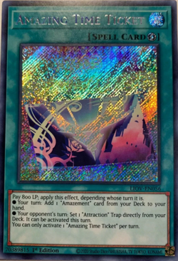 Amazing Time Ticket - EN056 1st Edition SECRET RARE YuGiOh TCG Card - Image 1