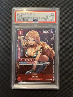 One Piece Card Game Nami st01 Winner Psa 10 - Image 1