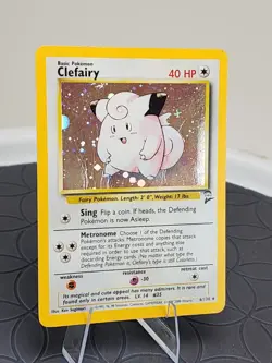 Pokemon Clefairy 6/130 Base Set 2 Holo Rare Trading Card Fair Condition - Image 2