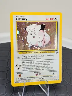 Pokemon Clefairy 6/130 Base Set 2 Holo Rare Trading Card Fair Condition - Image 3