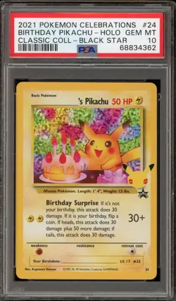 Pokemon Birthday Pikachu Celebrations Classic Coll Holo Promo #24 PSA 10 - Image 1