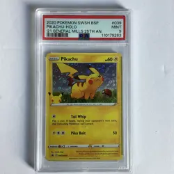 PSA 9 Pikachu Black Star Promo #039 Pokemon General Mills 25th Anniversary Stamp - Image 1