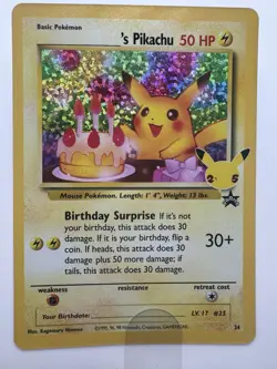 Birthday Pikachu Black Star Promo Celebrations 25th Anniversary Pokemon TCG - Image 1