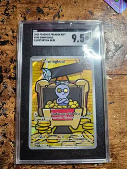 Pokemon Gimmighoul 198/182 SV04: Paradox Rift Holo SGC 9.5 MT+ illustration rare - Image 1