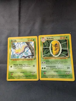 Base Set Weedle & Kakuna 2-Card Evolution Lot Vintage Pokemon Cards WOTC | LP - Image 1