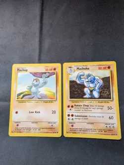 Base Set Machop & Machoke 2-Card Evolution Lot Vintage Pokemon Cards WOTC | LP - Image 1
