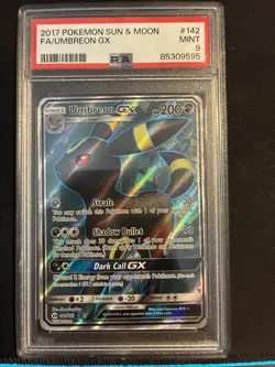 2017 Pokemon Sun and Moon FA/Umbreon GX PSA 9 Secret Rare Card - Image 1