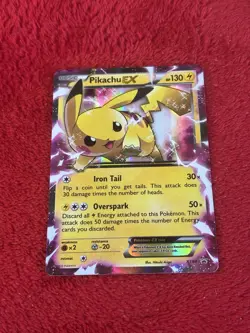 Pikachu EX XY84 XY Holo Pokemon Card 2015 Promo Played - Image 1