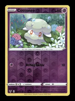 Cottonee Reverse Holo Common SWSH04: Vivid Voltage 075/185 LP Pokemon LP - Image 1