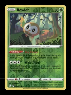 Rowlet Reverse Holo Common Shining Fates 006/072 LP Pokemon LP - Image 1