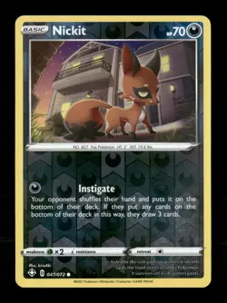 Nickit Reverse Holo Common Shining Fates 047/072 LP Pokemon LP - Image 1