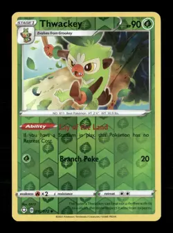 Thwackey Reverse Holo Uncommon Shining Fates 012/072 LP Pokemon LP - Image 1