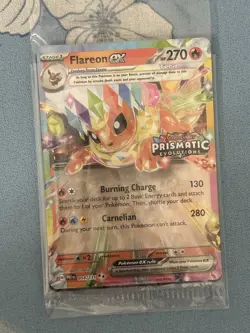 Pokemon TCG Prismatic Evolutions Flareon ex 014/131 Stamped Promo Card NM Sealed - Image 1