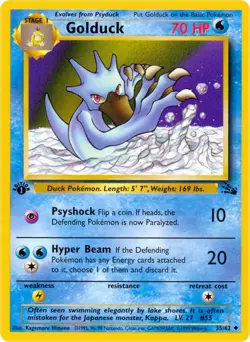 Golduck 35/62 Uncommon Fossil 1st Edition Non Holo Pokemon Card - Image 1