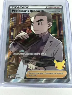 Pokemon TCG Professor's Research Celebrations 024/025 Full Art Trainer Rare Card - Image 1