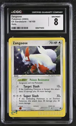 CGC 8 Zangoose 2003 EX Sandstorm 14/100 Holo Pokemon Card - Image 1