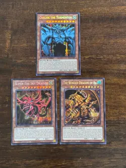 Yu-Gi-Oh Egyptian God Cards Slifer Obelisk Ra SBCB-EN201 202 203 SPEED DUEL SET - Image 1