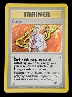 Pokemon TCG Blaine Trainer Gym Challenge Holo Card 17/132 Unlimited Rare - Image 1