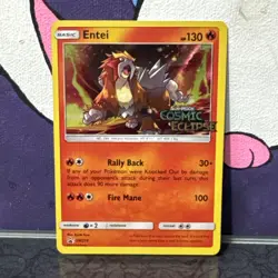 Entei SM219 Black Star Promos S&M Cosmic Eclipse Stamped Holo Pokemon 2019 NM - Image 1