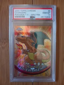 2000 TOPPS CHROME POKEMON SERIES 1 CHARIZARD SPECTRA #6 PSA 10 - Image 1