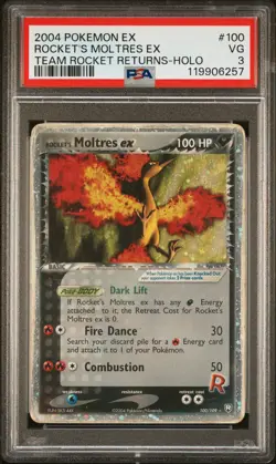 PSA 3 Rocket's Moltres Ex 2004 Pokemon Ex Team Rocket Returns 100/109 - Image 1