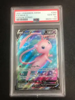 PSA 10 Pokemon Mew V Full Art 250/264 Fusion Strike Holo Gem Mint PSA 10 - Image 1