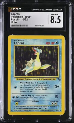 CGC 8.5 Lapras 1999 Fossil 10/62 Holo Pokemon Card - Image 1
