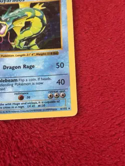 Gyarados 006/102 Base Set (Shadowless) Holo Pokemon Card Played 1999 - Image 5