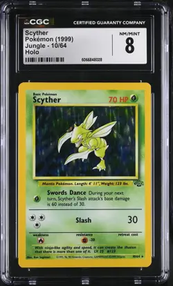 CGC 8 Scyther 1999 Jungle 10/64 Holo Pokemon Card - Image 1