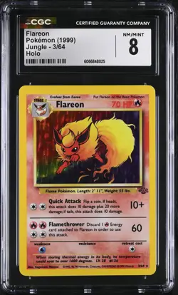 CGC 8 Flareon 1999 Jungle 3/64 Holo Pokemon Card - Image 1