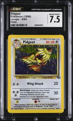 CGC 7.5 Pidgeot 1999 Jungle 8/64 Holo Pokemon Card - Image 1