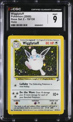 CGC 9 MINT Wigglytuff 2000 Base Set 2 19/130 Holo SWIRL Pokemon Card - Image 1