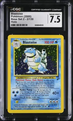 CGC 7.5 Blastoise 2000 Base Set 2 2/130 Holo Pokemon Card - Image 1