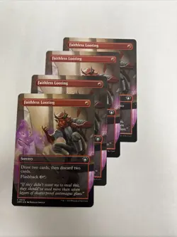 Faithless Looting Borderless Commander Masters Playset X4 Nonfoil MTG - Image 1