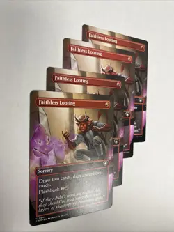 Faithless Looting Borderless Commander Masters Playset X4 Nonfoil MTG - Image 2