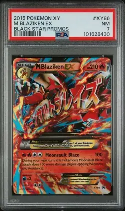 2015 M Blaziken Ex XY86 Pokemon Mega evolutions XY Black Star Promo Holo PSA 7 - Image 1