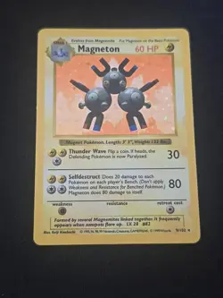 Magneton 009/102 Base Set (Shadowless) Holo Pokemon TCG WOTC Vintage 1999 LP- - Image 1