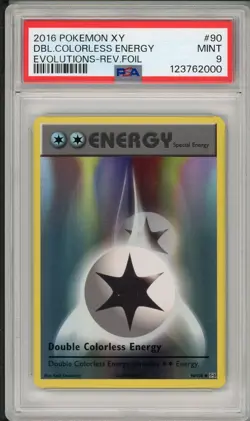 2016 Pokemon XY Evolutions Double Colorless Energy Reverse Holo Foil #90 PSA 9 - Image 1