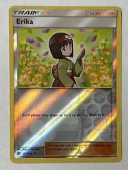 2019 Pokemon TCG Erika 191/236 Reverse Holo Cosmic Eclipse Ungraded - Image 1