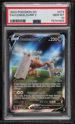 Conkeldurr V Ultra Rare Pokemon Sword & Shield Pokemon Go PSA 10 GEM MT - Image 1