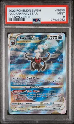 2023 POKEMON SWORD AND SHIELD CROWN ZENITH GG50 FULL ART/DARKRAI VSTAR PSA 9 - Image 1