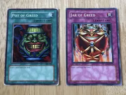 Yugioh Pot of Greed SYE-040 Common MP + Jar Of Greed SD3-EN029 LP - Image 1