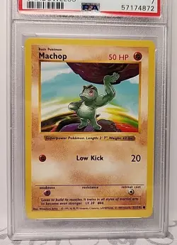 Machop 52/102 Base Set Shadowless 1999 Pokemon Card Game Graded PSA Near Mint 7 - Image 3