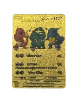 Charmander Squirtle Bulbasaur GX Gold Foil Textured Display Pokemon Card NM/M - Image 1