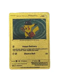 Special Delivery Pikachu Gold Foil Textured Display Pokemon Card NM/M - Image 1