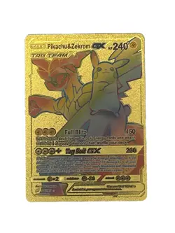 Pikachu & Zekrom GX Gold Foil Textured Rainbow Rare Display Pokemon Card NM/M - Image 1